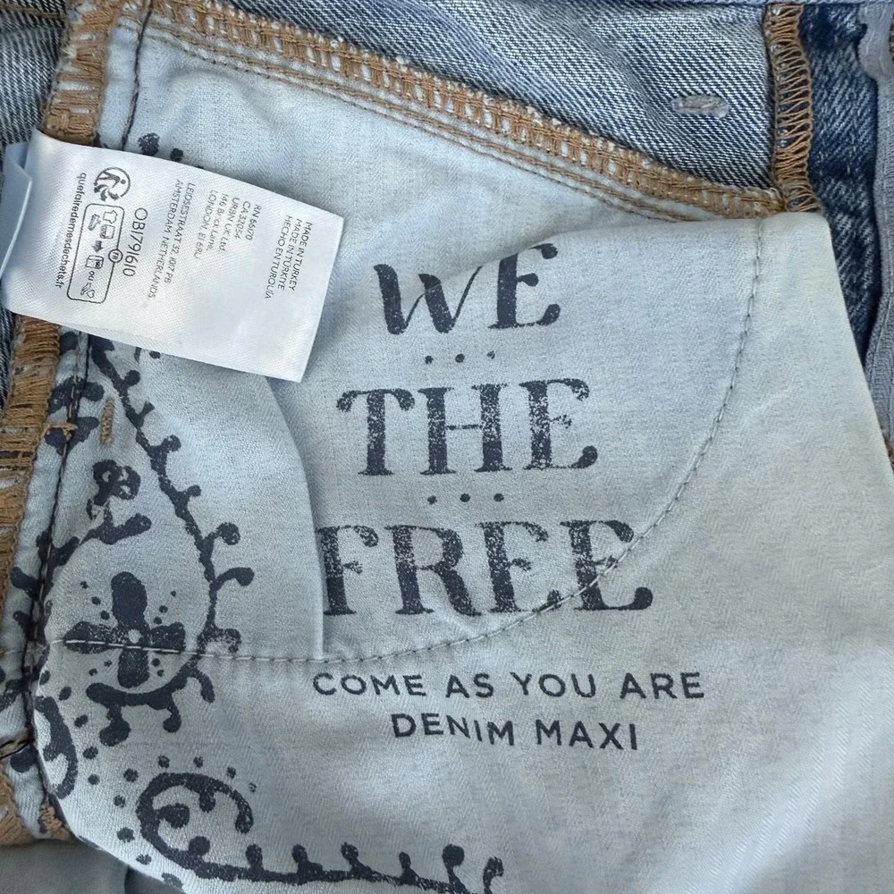 We The Free Come As You Are Denim Maxi Skirt Sz 0 Slit Coastal Cowgirl Country